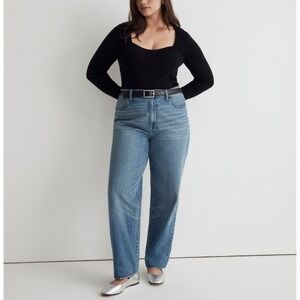 Madewell Baggy Straight Jeans Dark Worn Indigo Wash‎ Size 33 High Rise Relaxed